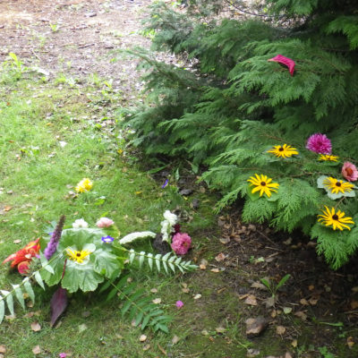 animation landart enfants au Jardin pour la Terre, Arlanc, Puy de dôme